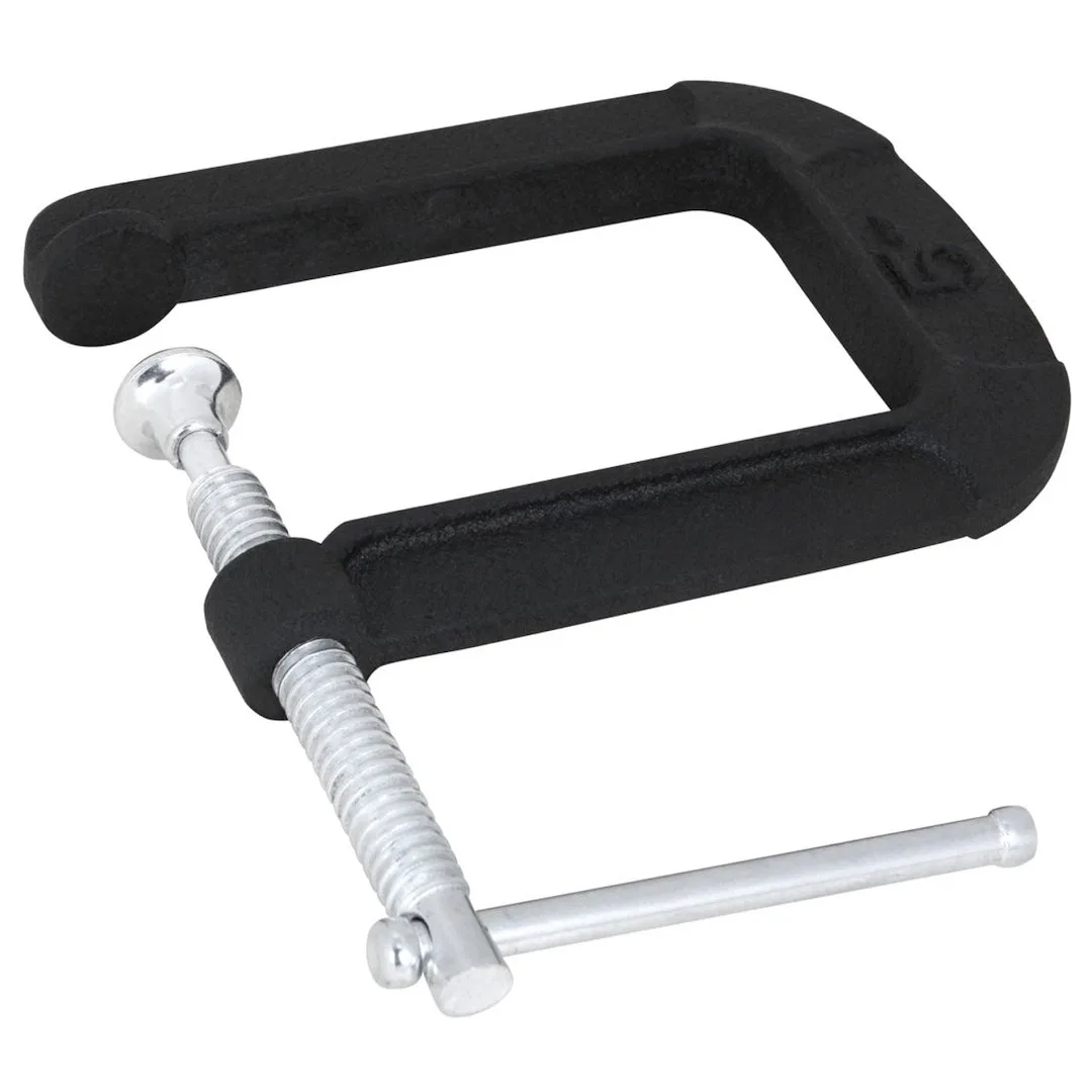 W3981 – PERFORM TOOL C Clamp, 2-3/4 Inch Jaw Opening Deep Throat 5 Inch Throat Depth Powder Coated Black Cast Iron Wi...